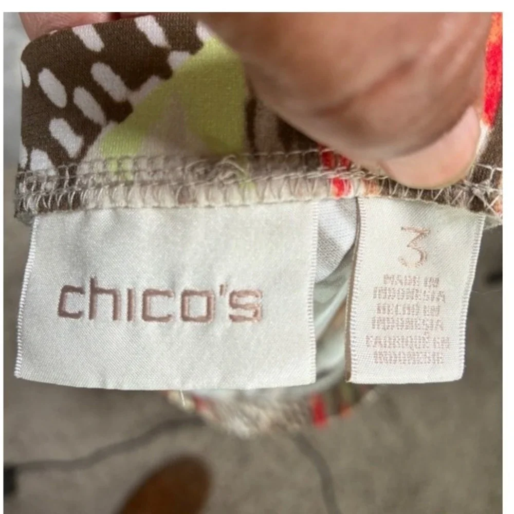 Chico's Handkerchief Hem Skirt Women 3 Abstract Indie Boho Lagenlook Stretch
